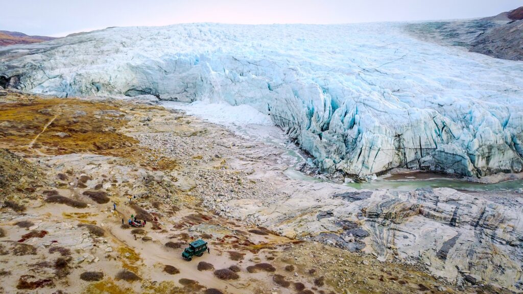 Aerial view of the Russell Glacier near Kangerlussuaq - West Greenland