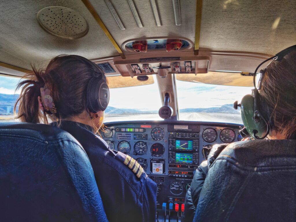 Inside the cockpit of a scenic flight near Kangerlussuaq - West Greenland