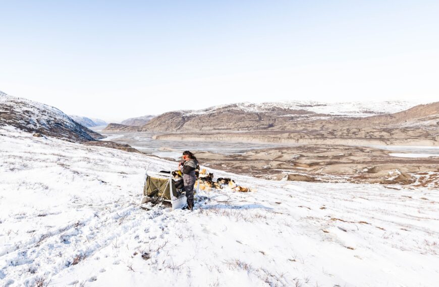 Dogsledding near Aasivissuit UNESCO site near Kangerlussuaq - West Greenland