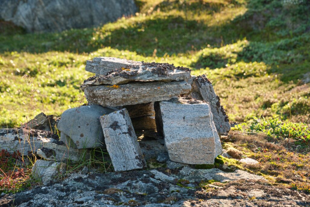 Fox trap on the island of Nipisat, part of the Aasivissuit-Nipisat UNESCO World Heritage area near Sisimiut, West Greenland