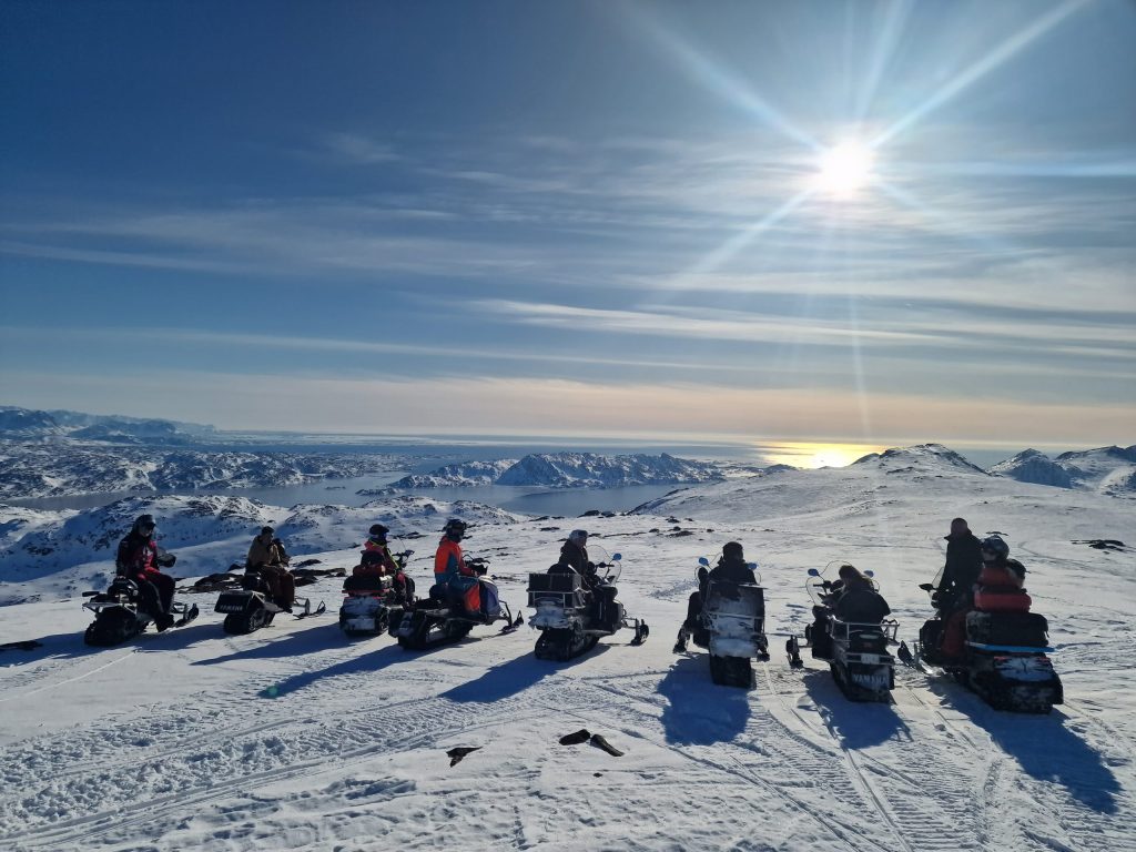 Snowmobilers at one of the viewpoints near Sisimiut