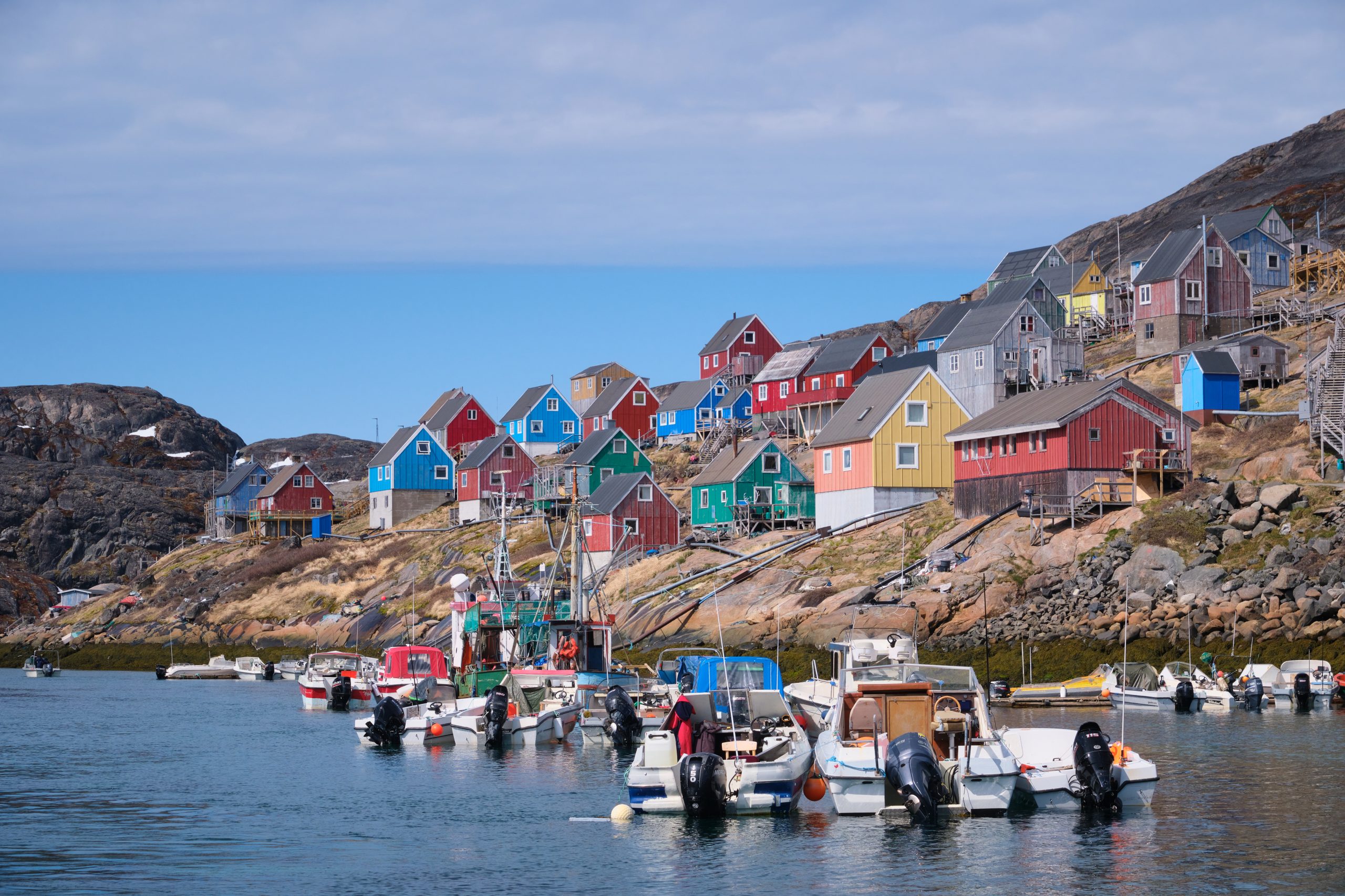 Colourful houses and harbour of Kangaamiut